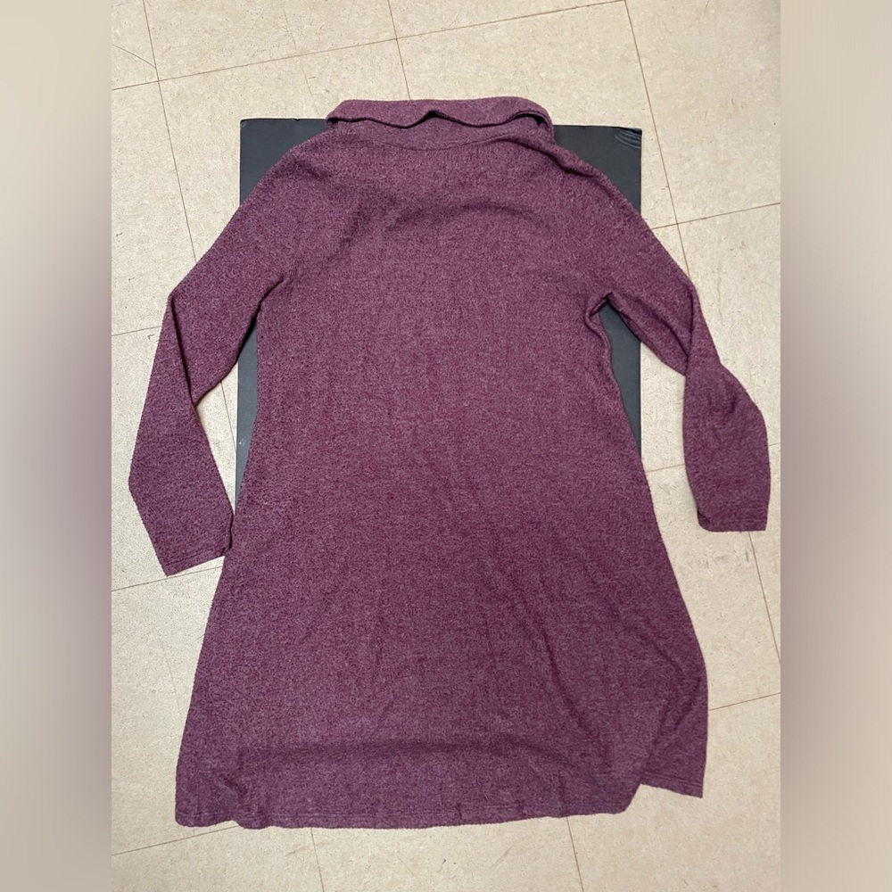 French Grey Women’s Burgundy Anita Sweater Dress with Asymmetrical Cowl Neckline - Picture 7 of 11